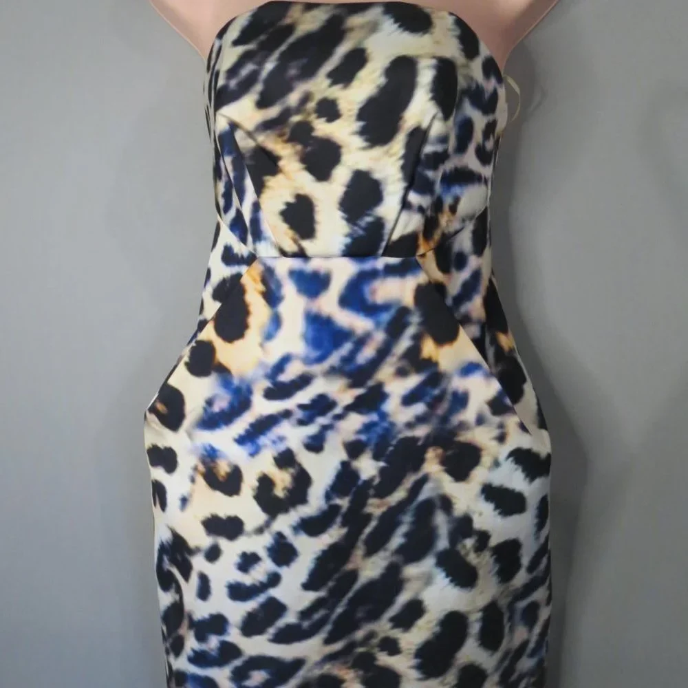 CAMEO - PLAY WITH FIRE - LEOPARD PRINT - STRAPLESS DRESS - SIZE XS - NWT - Picture 2 of 7